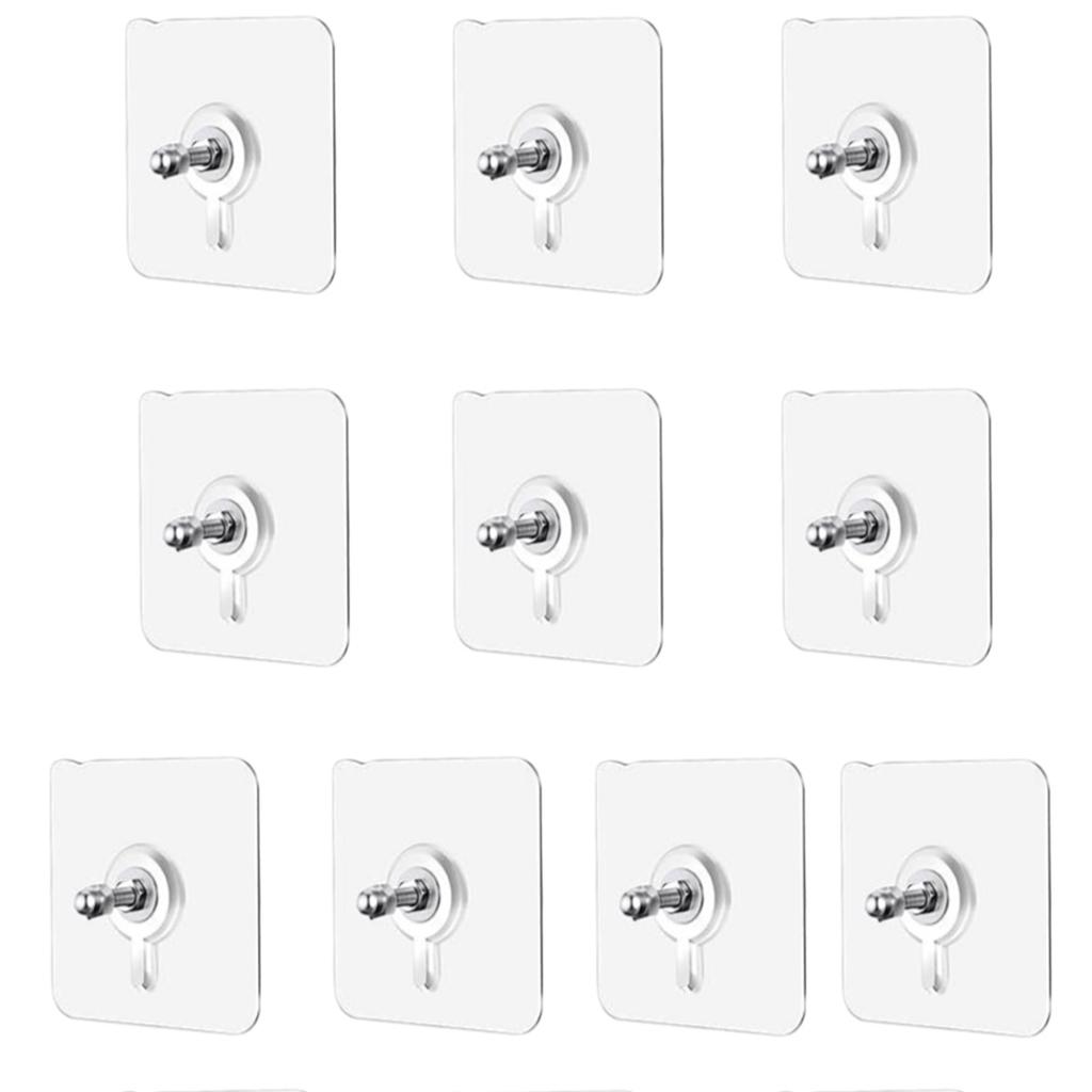 10pcs Traceless Wall Hooks Self Adhesive Picture Frame Hangers Self Adhesive Hooks Set for Home & Office Decor Silver