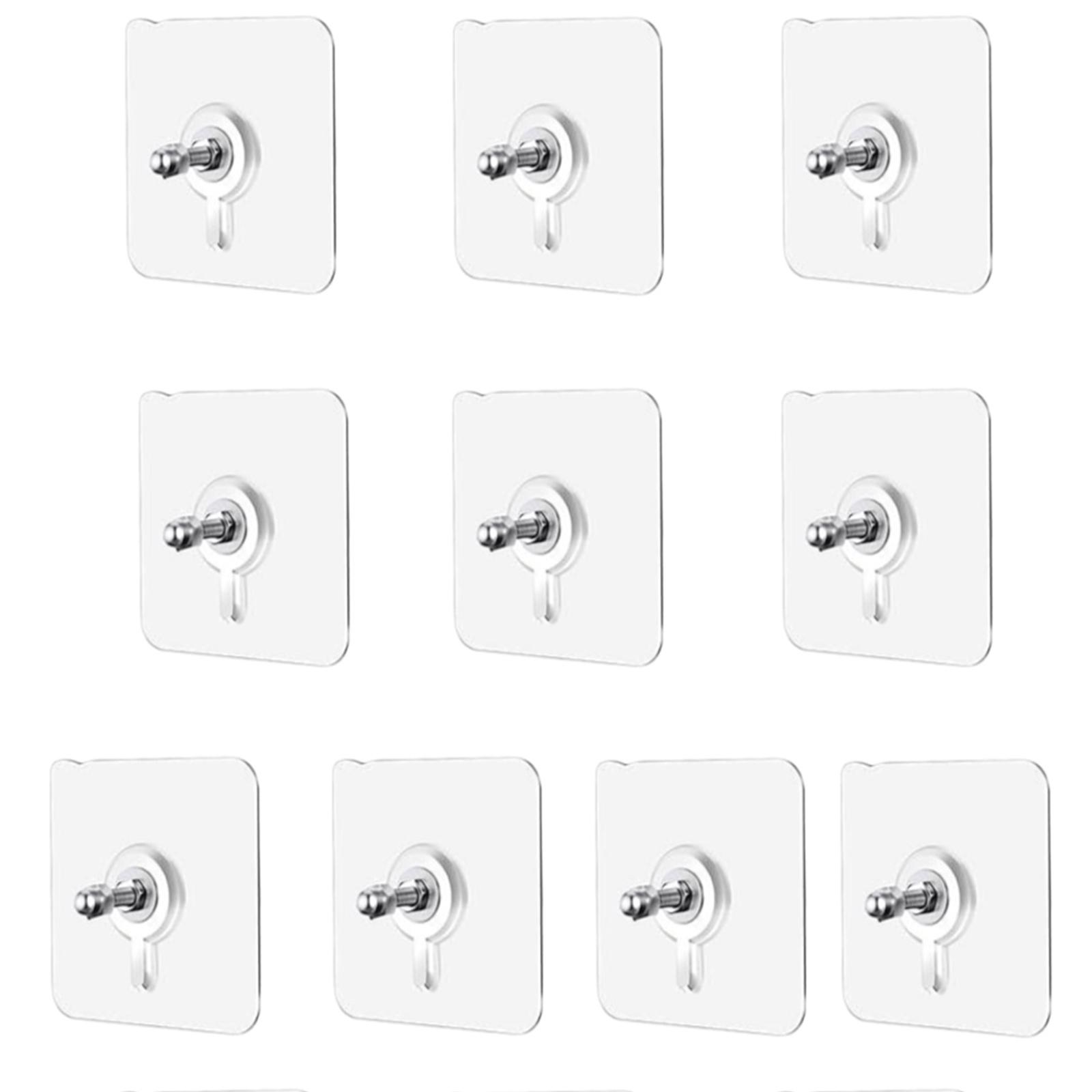 

10pcs Traceless Wall Hooks Self Adhesive Picture Frame Hangers Self Adhesive Hooks set for Home & Office Decor Silver A