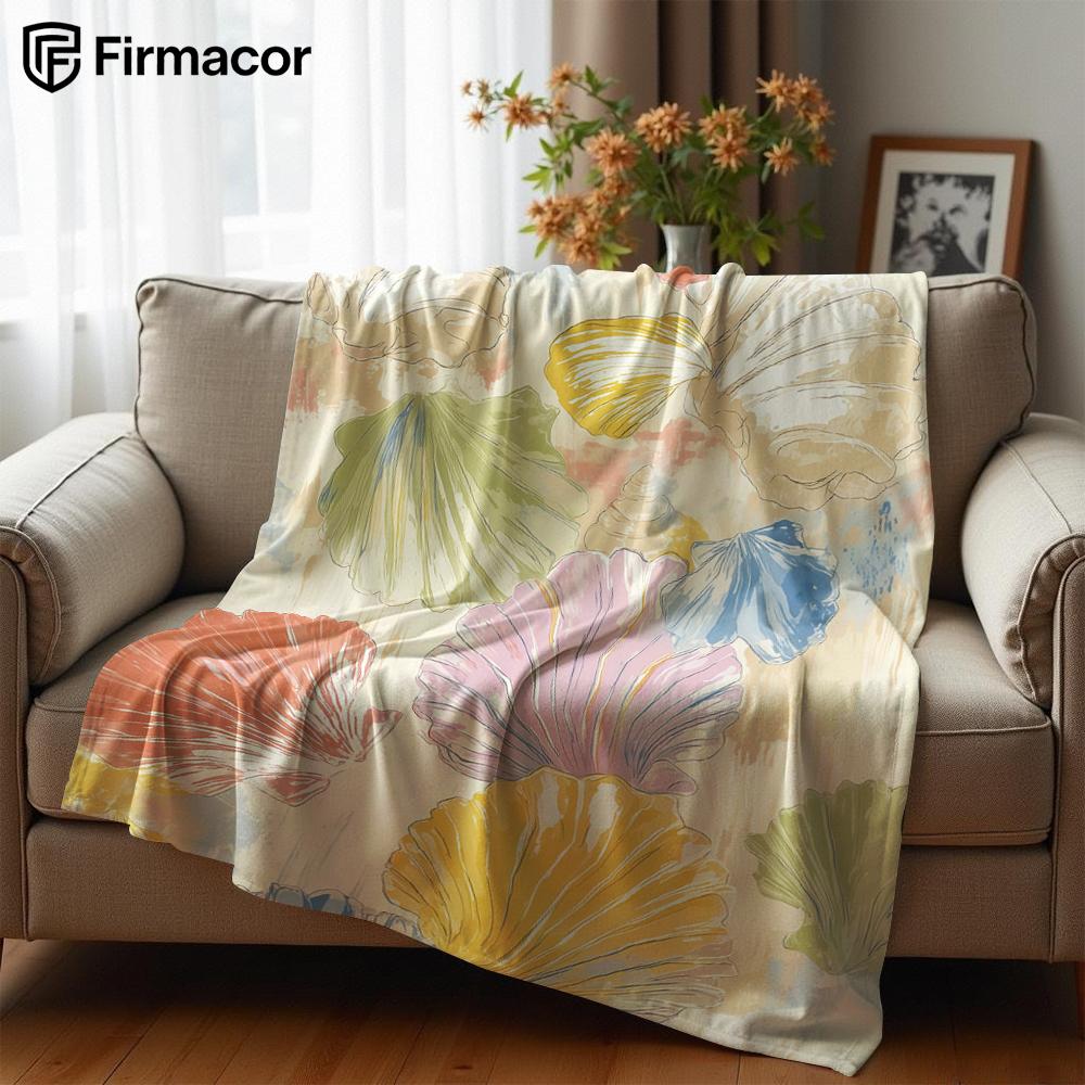 Pastel Shell Lightweight Microfiber Soft Christmas Fleece Blanket Warm Cozy Throw for Bed Sofa Office Travel All Season