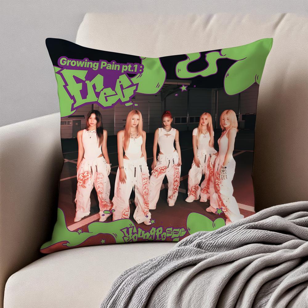 GirlGroup Kpop YYOUNG PPOSSE Cushion Cover Pillowcase Antidustmite Invisible Zipper Short Plush Sofa Cushion