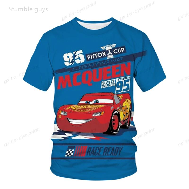 

Summer Kids Cars Short Sleeve T-Shirt Cartoon Racing Character Print Soft Cartton Casual Comfortable Tops 100