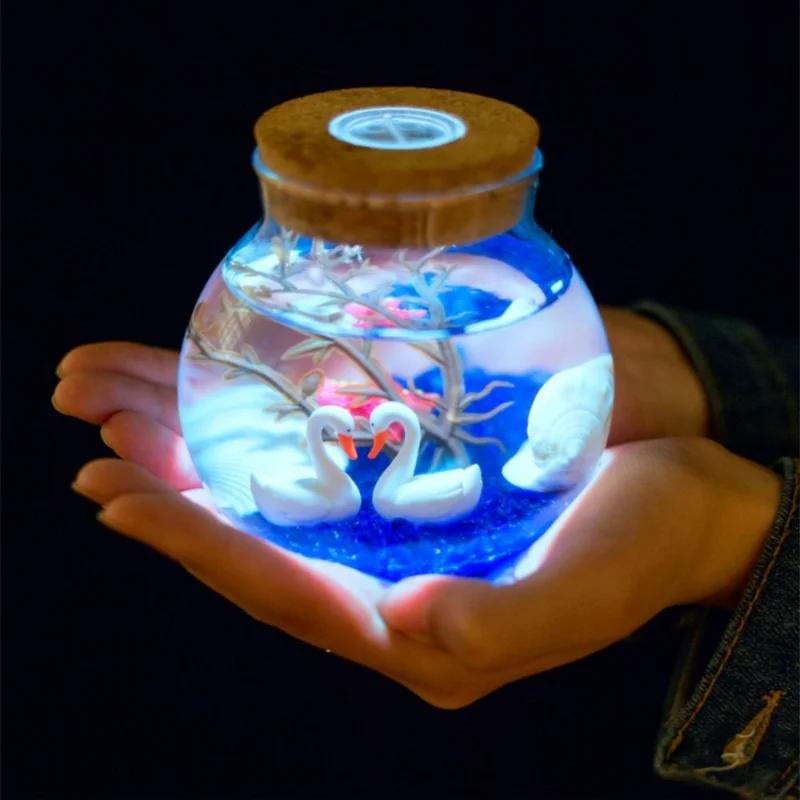 Creative Handmade DIY Romantic Underwater Luminous Bottle Birthday Gift Bedroom Decoration Night Light Free Print Photos