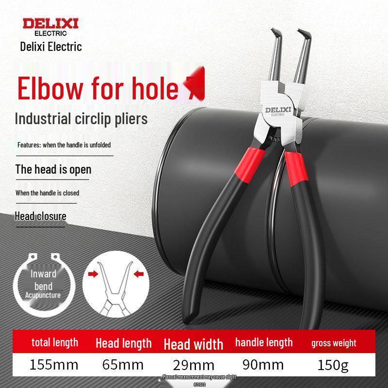 Delixi Electric Industrial Grade Snap Ring Pliers for Internal/External Use - Small Size Expanding Circlip & Spring Retaining Pliers Set.