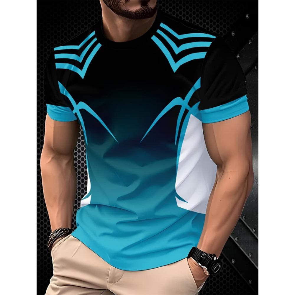 Summer casual short sleeved 3D printed fitness T-shirt, loose and quick drying T-shirt