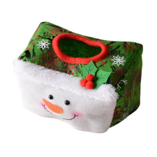Holiday Office Table Accessory Christmas Tissue Box Cover, Santa Face Napkin Dispenser Sleeve, Non-Woven Fabric Soft Holder for Home Party,