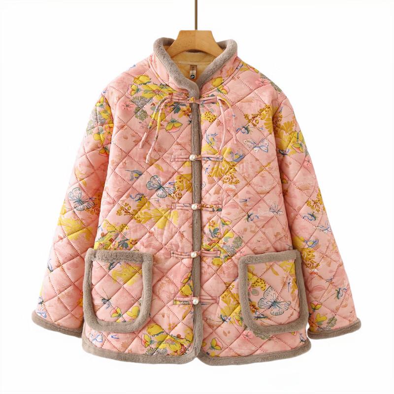 Women's Plus Size Warm Floral Cotton Padded Jacket