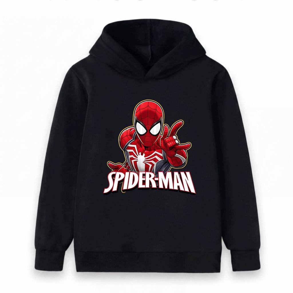 Kids Boys Girls Casual Pullover Hoodie, Cool Spider Graphic Printed Long Sleeve Soft Hooded Sweatshirt for Daily Wear Outdoor Activities Autumn Winter