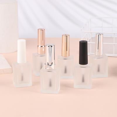 15ml Leere mattierte runde Glasflasche mit tragbarem Pinsel – Lichtbeständiger Behälter für Nagellack und Nail Art Öle