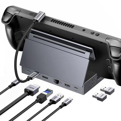 UGREEN Steam TV Dock für Go Hub Dockingstation, 10 Gbit/s Hochgeschwindigkeitsübertragung, 1000 Mbit/s Ethernet-Ports, Kartenlesen, 100 W PD-kompatibel, kein Verzögerungswinkel