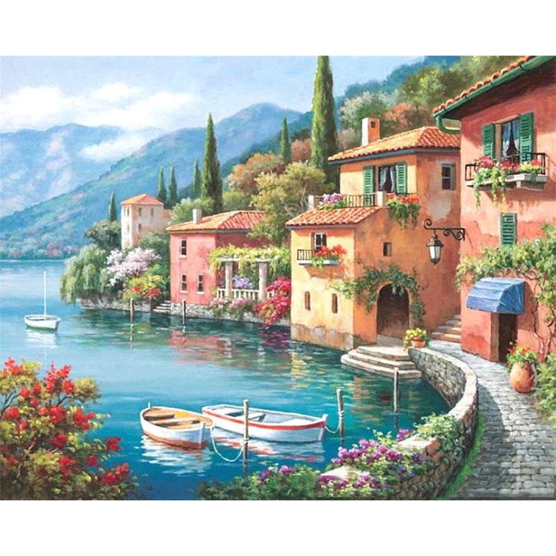 DIY Harbor Painting Kit - 40x50cm Digital Oil Painting Set