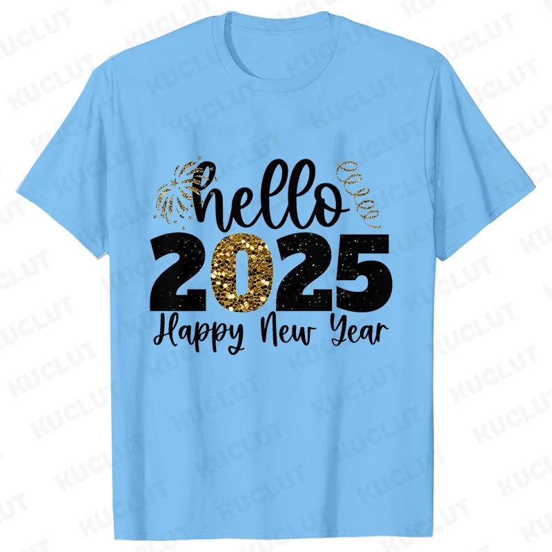 Happy New Year Shirt Please Wait 2025 Loading T-shirts Short Sleeve O-neck T-shirts Fashion Casual Tshirts Short Sleeve Tees