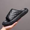 The first layer of sheepskin summer new men's slippers leather fashion wear sandals men's beach shoes one-word men's shoes