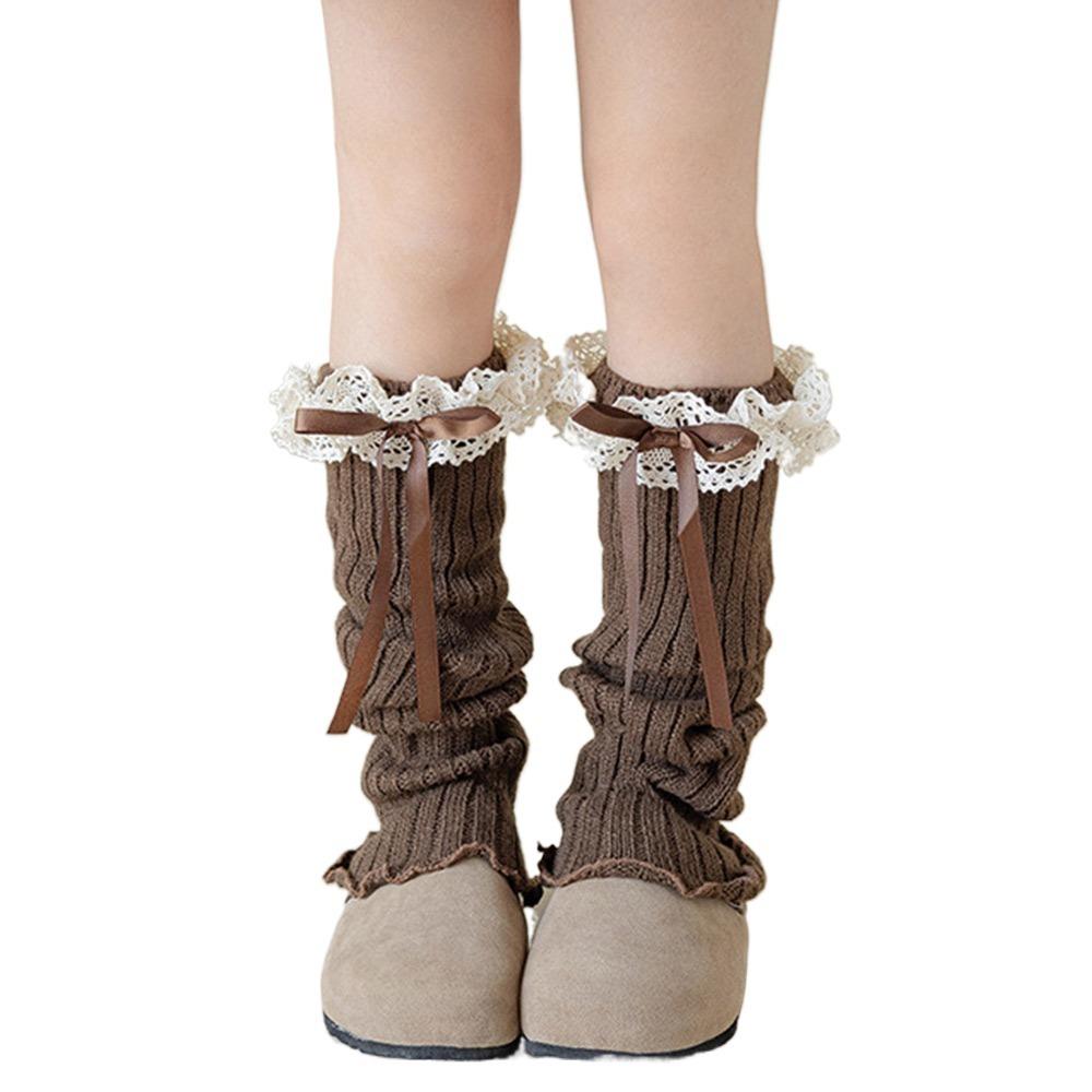 Kawaii High Elastic Lace Leg Warmers Lace Trim Knitted Foot Cover Sweet Style Children's Foot Warmer Children Wear