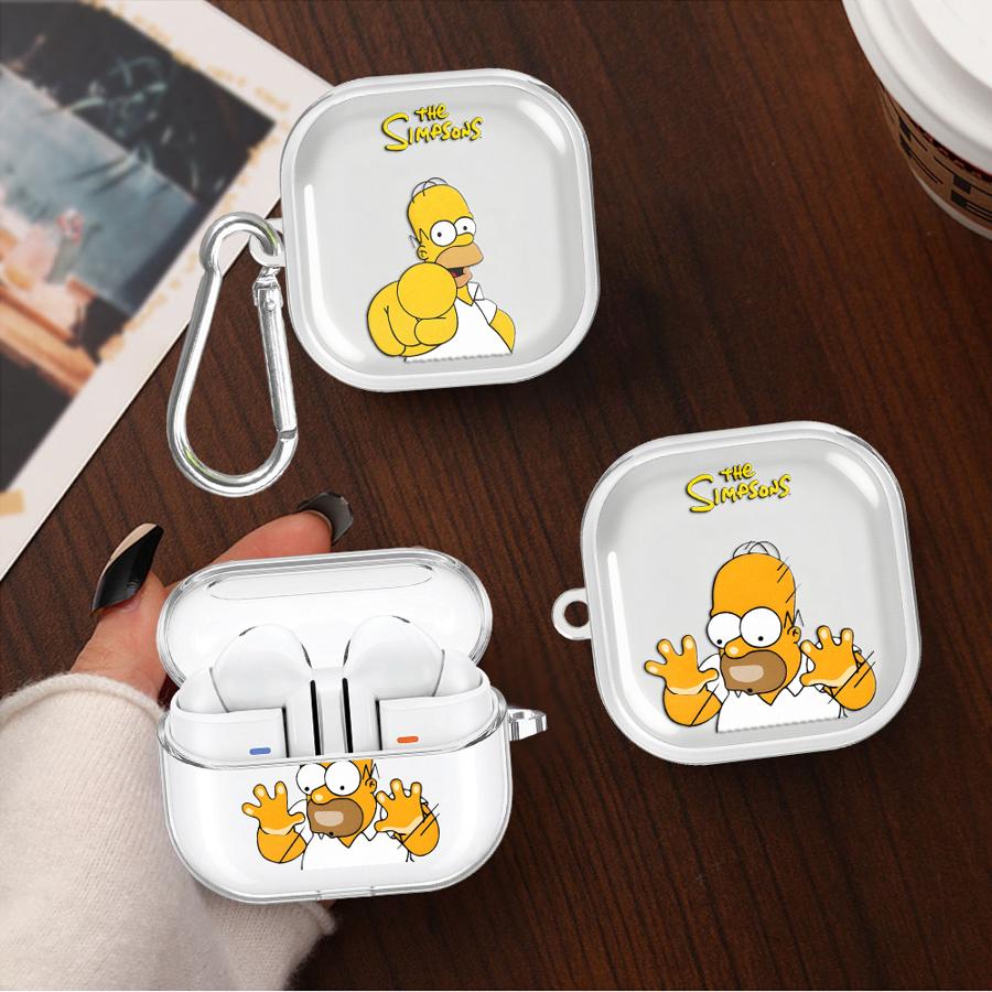 Case For Samsung Galaxy Buds 3 FE 3Pro Live 2 4 Pro 2Pro 4Pro Clear Earphone Cases Cover With Hook The Simpsons Funny