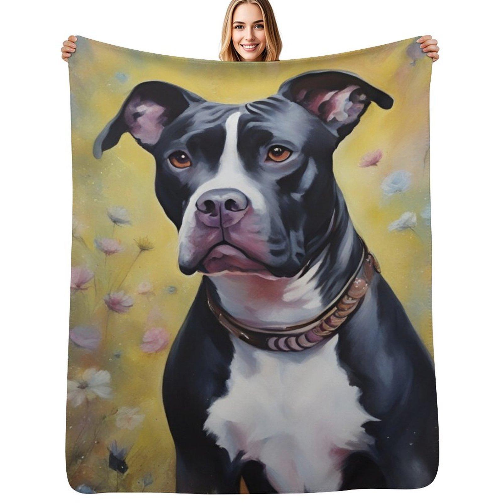 

Black and White Pitbull Dog Throw Blanket Fade Resistant Durable Throw Blanket 102x76cm(40x30in)