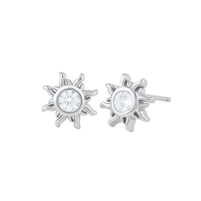 925 Silver Ear Needle Vintage Sun Hoop Earrings for Women Punk Hip Hop Sun Flower Big Earrings Fashion Jewelry Gifts