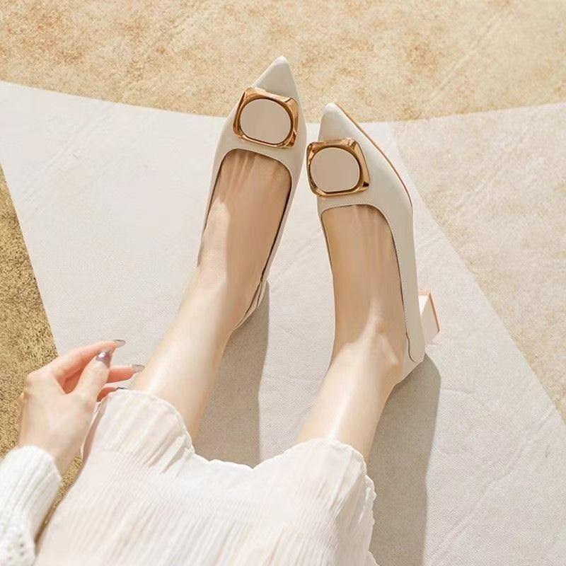 Pointed-toe Single-heeled, Fashionable, Shallow-mouthed, Thick-heeled, High-heeled Women's Shoes