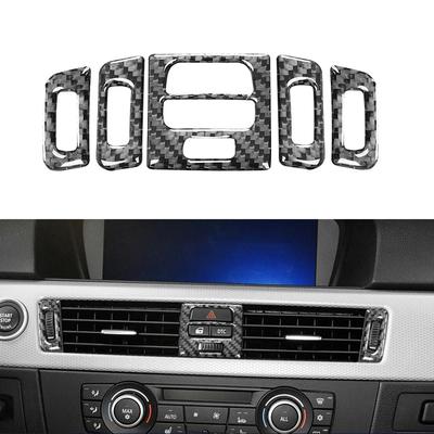 Pre BMW E90 E92 E93 5ks Nálepka interiéru z uhlíkových vlákien Dekoračné príslušenstvo pre stredový ventilačný otvor, panel reproduktora palubnej dosky auta