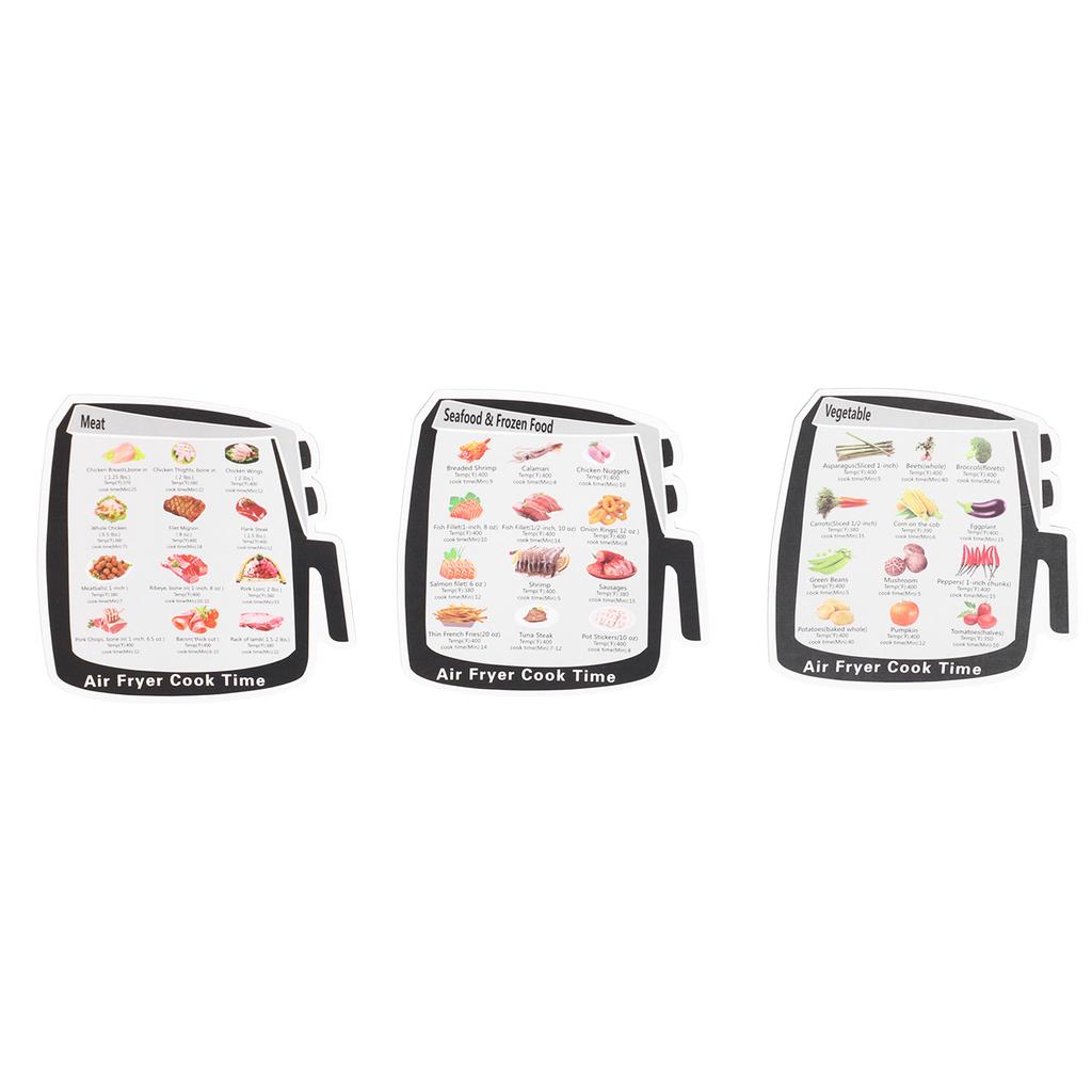 3Pcs Kitchen Cooker Magnet Guide Vegetable Meat Seafood Frozen Food Cooking Times Reference1