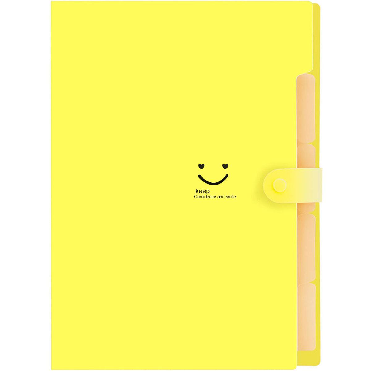 

Папка А4 многослойная сумка для документов Dutton сумка для документов конфетного цвета пять отделений сумка-органайзер большая вместимость корейская простая офисная канцелярия жёлтый