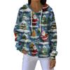 Women's Loose Comfortable Casual Fashion V-Neck Christmas Print Long Sleeve Hoodie