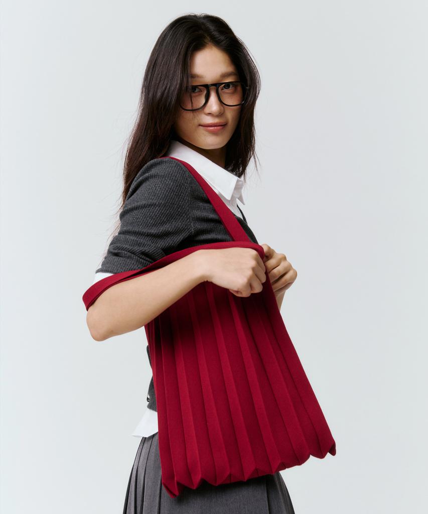Pleatsmama New Shoulder Bag Burgundy