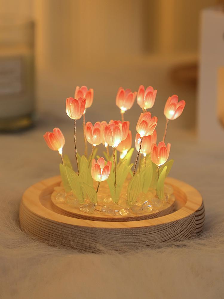 DIY Tulip LED Night Light Kit - Handmade Bedroom Ornament for Qixi Festival or Birthday Gift