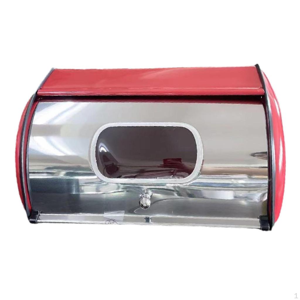 Bread Bin with Roll Lid Box Rustic for Countertop, Keeper Farmhouse, Coffee Shop
