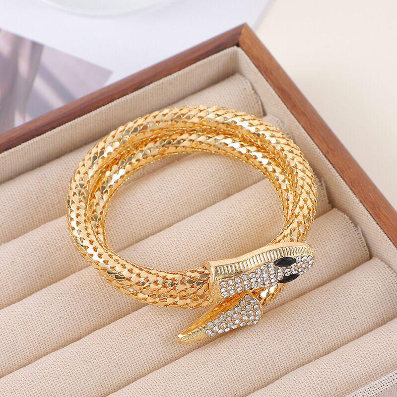 Металлическое змеиное ожерелье, панк-персональность хип-хоп змеиный браслет, модная крутая уличная фотография подиум, бриллиантовое ожерелье