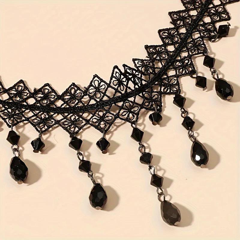 Charmante Gothic Schwarze Spitzen-Choker-Halskette für Damen