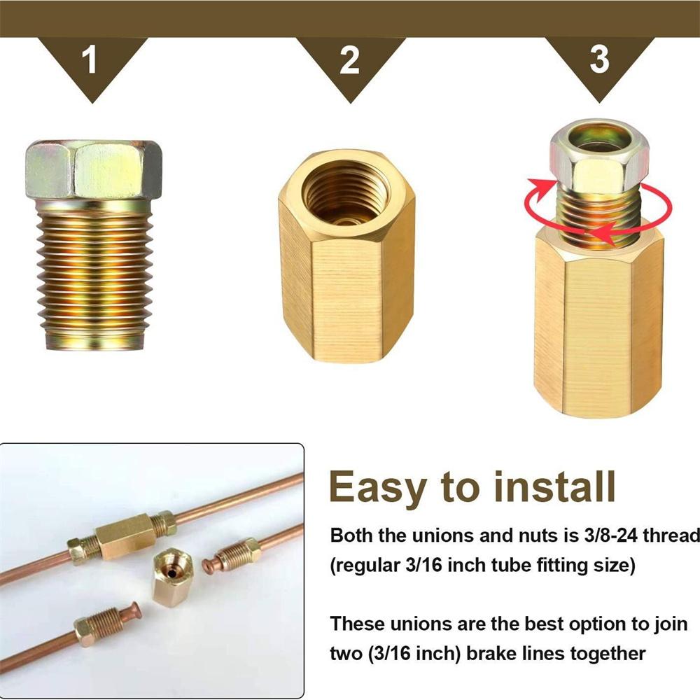 12-teiliges Bremsleitungsverschraubungs-Kit mit 3/8 Zoll-24 Gewinden für 3/16 Zoll Bremsleitungsrohr
