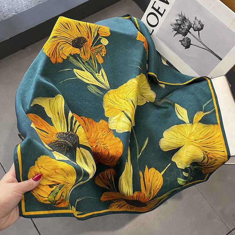 100% Natural Silk Square Scarf Women Foulard High Quality Bandana Scarves Female Summer Neckerchief Popular Headkerchief Shawl