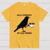 Hello Darkness My Old Friend Raven Crow Coffee Cotton Summer Casual Cool Loose T-Shirt