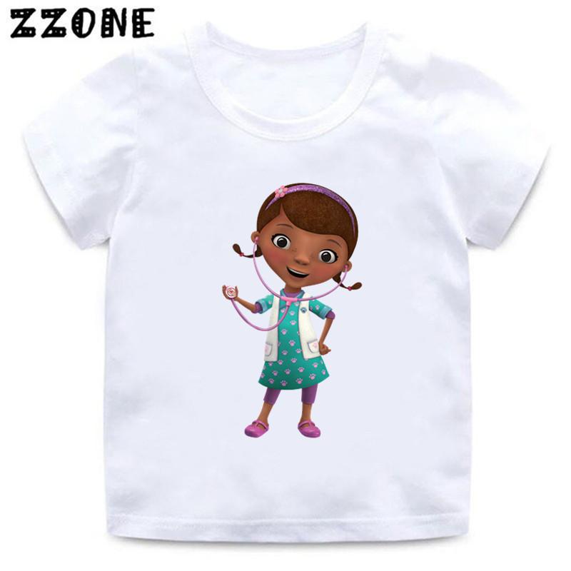 Doc McStuffins Clinic Girl Cartoon Kids Funny TShirts Cute Girls Clothes Baby Boys T shirt Summer White Children Topsooo5460