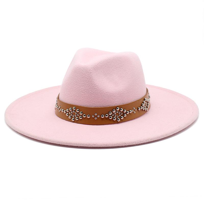 2022 Fedora Hat for Women Retro Wool Felt Jazz Hat 9.5CM Wide Brim Church Wedding Hat Street Fashion Black Dress Cap