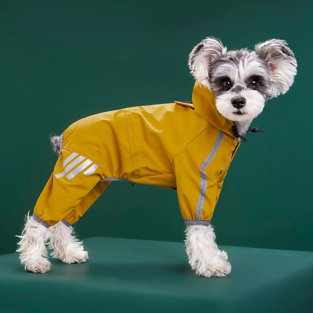 Waterproof Full-Coverage Dog Raincoat for Small & Medium Breeds - Four-Legged Design for Teddy & Pomeranian