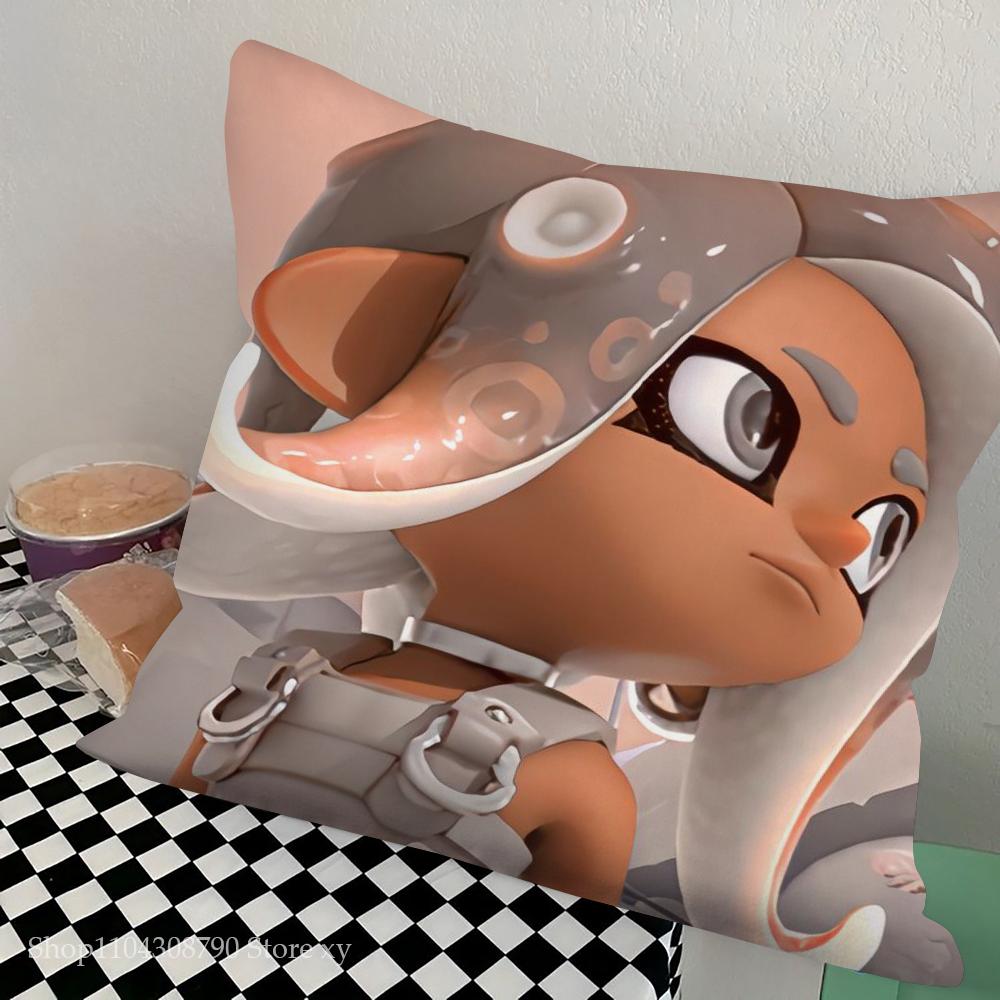 1pc Game Splatoon 3 Pillow Case Square Bedroom Sofa Leisure Comfort Cushion Car Living Room Home Decoration 16x16Inch
