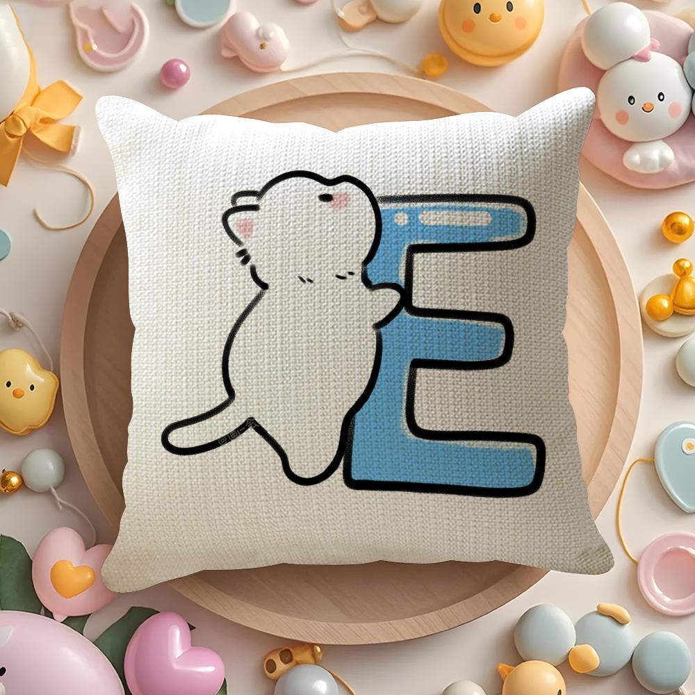 Kindergarten Children Learn Cartoon Cat Letters Pillow Case Sofa Living Room Bedroom Headboard Backrest Cushion Square Cushion
