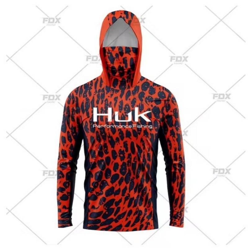 

HUK Fishing Hoodie With Mask Anti-ultraviolet Suit Men s Long-sleeved Breathable Quick-drying XXL