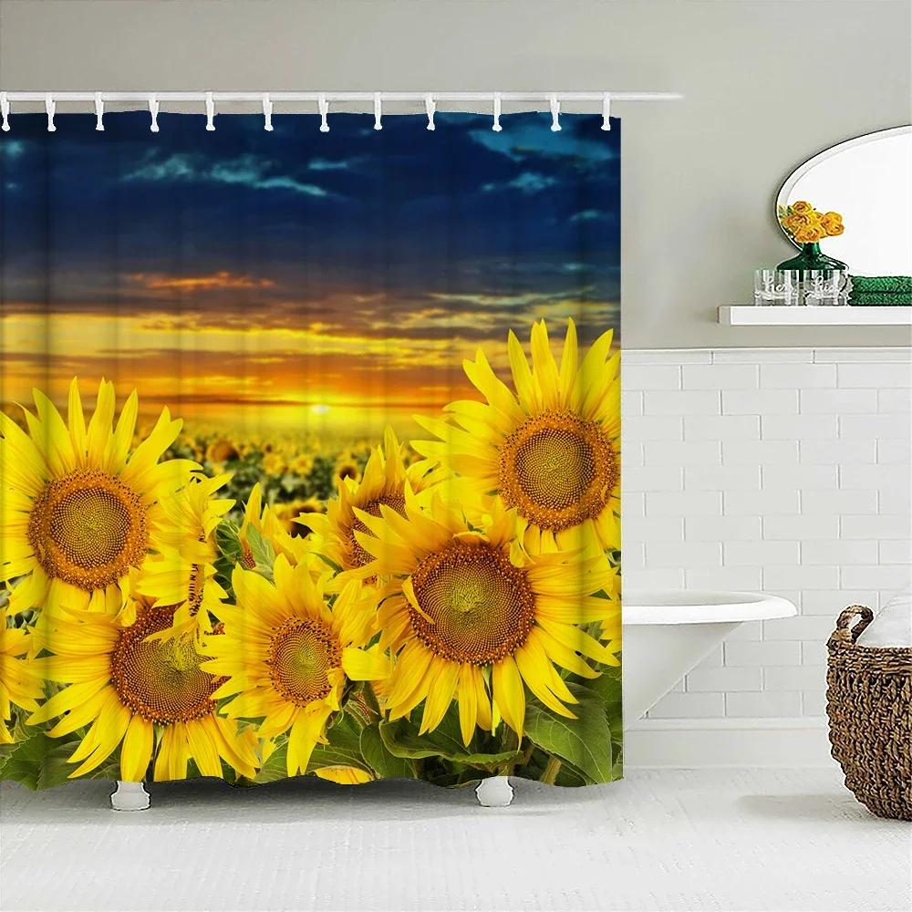 Romantic Rose Garden Print Water-resistant Shower Curtain with Lush Floral Design for Romantic and Serene Bathroom Decor