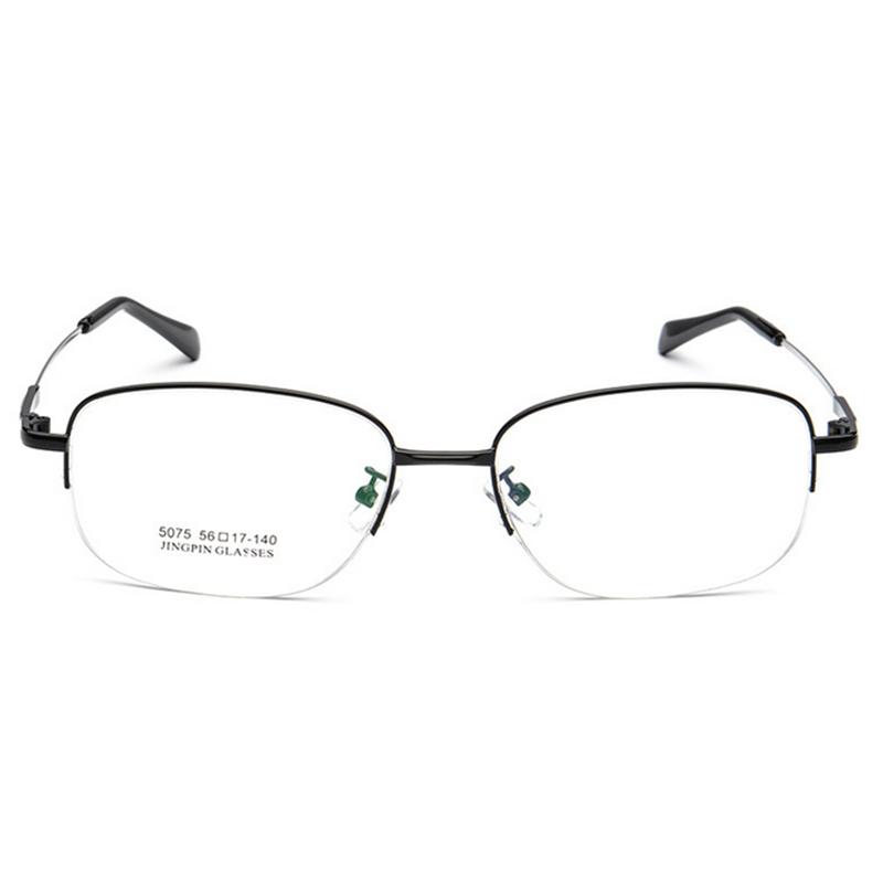 Men's Semi-Rimmed Titanium Memory Frame Metal Eyeglasses Frame for Myopia Prescription Glasses