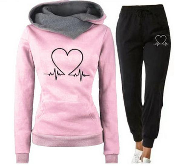 

2025 Unisex Printed Sweatshirt & Hoodie Set for Autumn/Winter Casual Jogging M рожевий