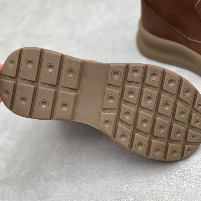 Johnature Soft Cowhide Thick Soled Women's Boots Genuine Leather Round Toe Versatile Retro Short Boots