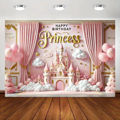 One Piece of Princess-themed Birthday Party Background Cloth, Which Is Brightly Colored and Suitable for Family Gatherings