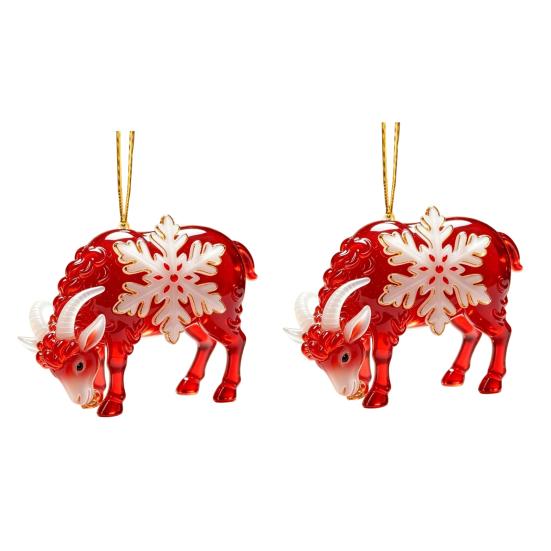 Christmas Ornament Gift Ideas Sheep Hanging with Snowflake Decor, 2D Flat Acrylic Pendant Festive for Family Rope Holiday Tree Party Supplies Home And