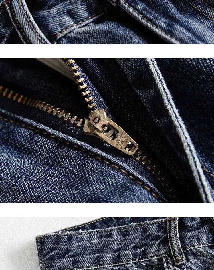 2025 Spring/Autumn Men’s American Retro Wide-Leg Straight Washed Jeans