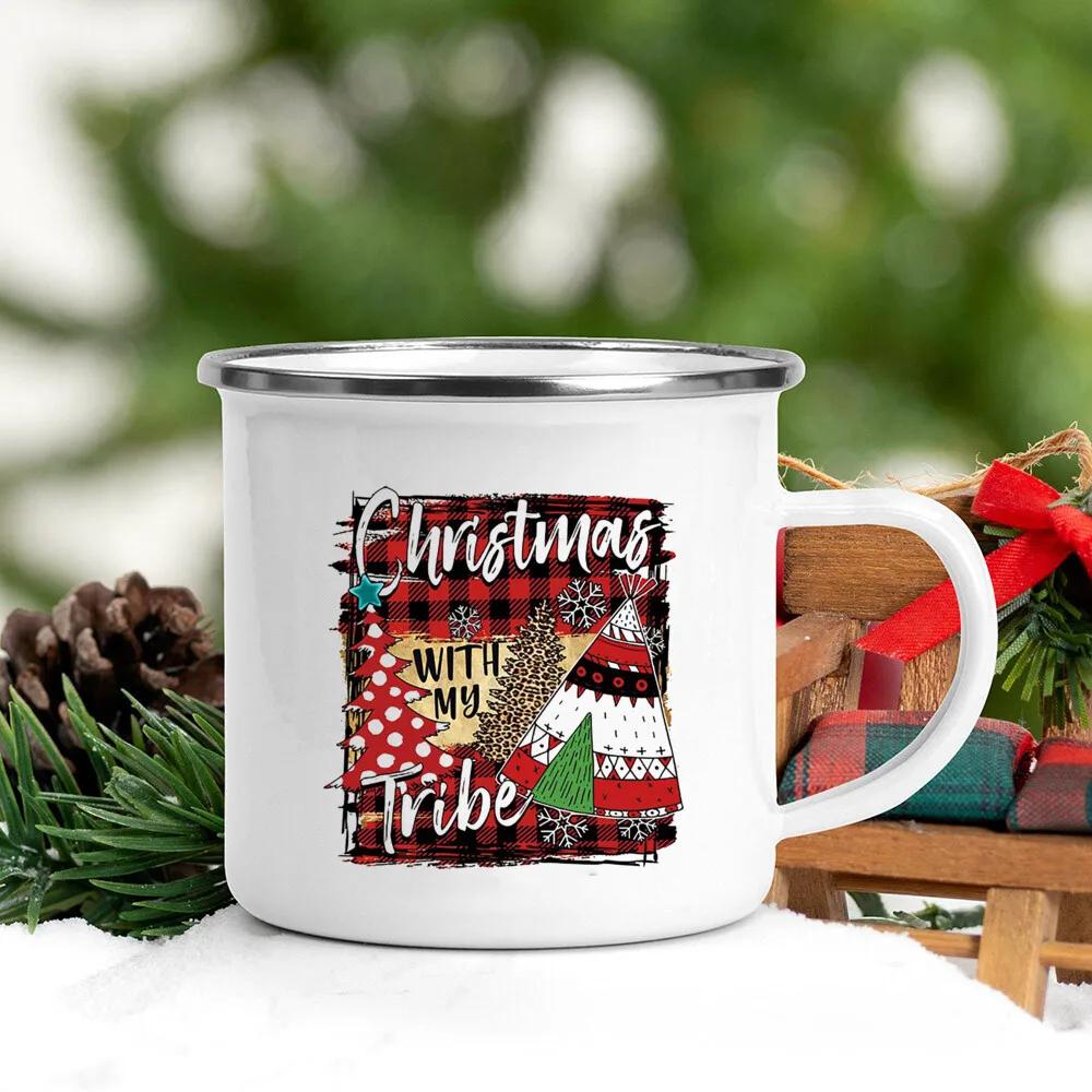 It's The Most Time Wonderful of Year Print Coffee Cup Christmas Party Drinks Hot Cocoa Mug Kids Chocolate Enamel Mugs Xmas Gifts