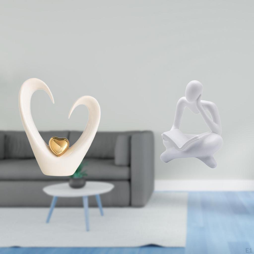 Heart Sculpture Desktop Ornament Collectible Minimalist Decorative Figurine Modern Abstract Thinker