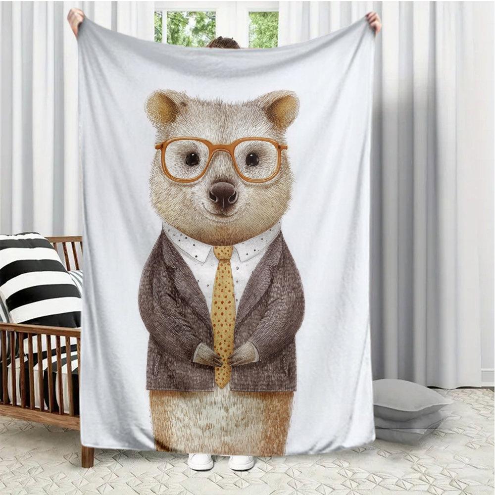 

Kangaroo character and animal team Flannel printed blanket suitable for all seasons suitable for living room office sofa travel 75x90cm