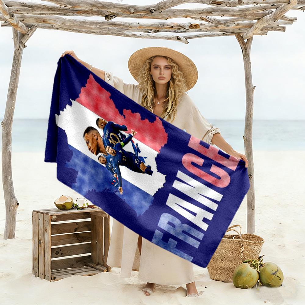 Star Player Kylian Mbappé Beach Towel Super Soft Absorbent Comfortable Lightweight Suitable for Swimming Gym Camping Yoga Vacation
